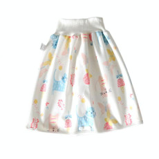Baby Water-Proof And Leak-Proof Cloth Diapers Children Washable Cotton Cloth Bed-Wetting Skirt Pants, Colour: L(Red Cat and Blue Cat)