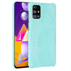 For Samsung Galaxy M31s Shockproof Crocodile Texture PC + PU Case(Light Green)