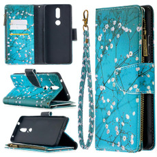 For Nokia 2.4 Colored Drawing Pattern Zipper Horizontal Flip Leather Case with Holder & Card Slots & Wallet(Plum Blossom)
