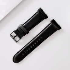 For OPPO Watch 46mm Plain Weave Leather Watch Band(Black)