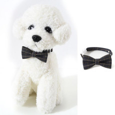 4 PCS Pet Sub-Bow Tie Adjustable Cat Dog Collar Accessories, Style:Bowknot, Size:S 17-32cm(Gray)