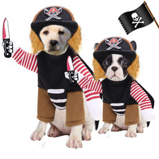 Dogs Cats Clothes Pet Supplies Horseback Transformations Halloween Funny Clothes, Colour: Murder Pirate Two-piece Suit, Size: L