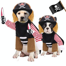 Dogs Cats Clothes Pet Supplies Horseback Transformations Halloween Funny Clothes, Colour: Murder Pirate Two-piece Suit, Size: M