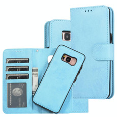 For Samsung Galaxy S8 Retro 2 in 1 Detachable Magnetic Horizontal Flip TPU + PU Leather Case with Holder & Card Slots & Photo Frame & Wallet(Sky Blue)