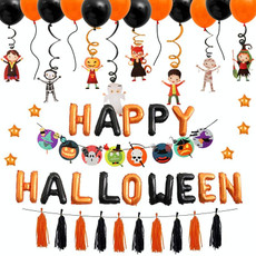 Halloween Aluminum Film Balloon Set Bar Ktv Shopping Mall Ghost Festival Flag Pulling Decoration Set, Style:Set 8