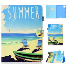 For iPad Air 2022 / 2020 10.9 Colored Drawing Stitching Horizontal Flip Leather Case with Holder & Card Slots & Sleep / Wake-up function(Beach)