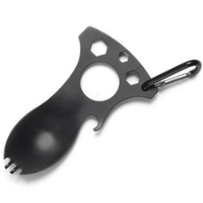 5 PCS Outdoor Multifunctional Camping Spoon Stainless Steel Tableware Portable Picnic Tableware Fork And Spoon(Black)