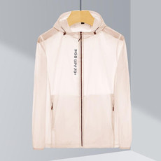 Mens Outdoor UV Proof Breathable Lightweight UPF 70 + Sunscreen Clothes For Couples (Color:Beige Size:L)