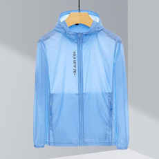 Mens Outdoor UV Proof Breathable Lightweight UPF 70 + Sunscreen Clothes For Couples (Color:Light Blue Size:XXXL)