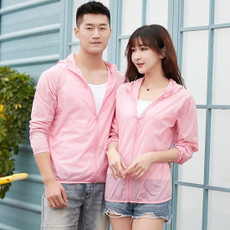 Lovers Hooded Outdoor Windproof And UV Proof Sun Proof Clothes (Color:Pink Size:XL)