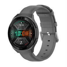 For Huawei Watch GT 2e 22mm Leather Watch Band with Round Tail Buckle(Grey)