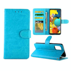 For Samsung Galaxy A71 5G Crazy Horse Texture Leather Horizontal Flip Protective Case with Holder & Card Slots & Wallet & Photo Frame(Sky Blue)