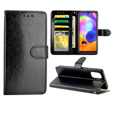For Samsung Galaxy A31 Crazy Horse Texture Leather Horizontal Flip Protective Case with Holder & Card Slots & Wallet & Photo Frame(Black)