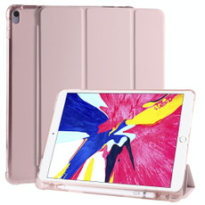 For iPad Pro 10.5 inch / Air 3 10.5 inch 3-folding Horizontal Flip PU Leather + Shockproof TPU Case with Holder & Pen Slot(Pink)