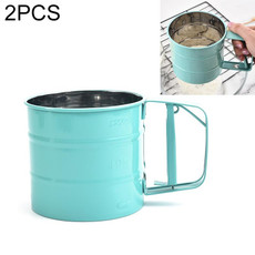 2 PCS Flour Sieve Baking Tool Hand-pressed Flour Sieve(Green)
