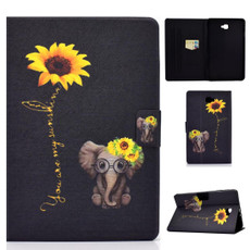 For Samsung Galaxy Tab A 10.1 (2016) T580 / T585 Voltage Painted Pattern Tablet PC Protective Leather Case with Bracket & Card Slots & Sleep / Wake-up & Anti-skid Strip(Chrysanthemum Elephant)