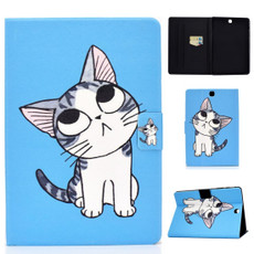 For Samsung Galaxy Tab A 9.7 T550 / T555C Voltage Painted Pattern Tablet PC Protective Leather Case with Bracket & Card Slots & Sleep / Wake-up & Anti-skid Strip(Blue Cat)