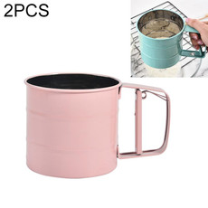 2 PCS Flour Sieve Baking Tool Hand-pressed Flour Sieve(Pink)