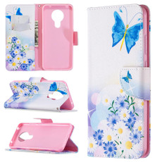 For Nokia 5.3 Colored Drawing Pattern Horizontal Flip Leather Case with Holder & Card Slots & Wallet(Flower and Butterfly)