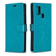 For Samsung Galaxy A21s Crazy Horse Texture Horizontal Flip Leather Case with Holder & Card Slots & Wallet & Photo Frame(Blue)