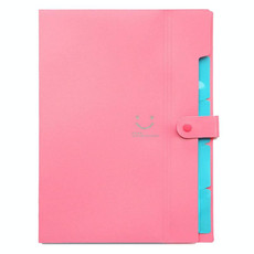 Candy-colored Smiling Face Multi-layer Portfolio Pouch Plastic Information Book File Folder(Rose Red)