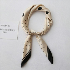 Summer Women Silk Dot Print Professional Square Scarf Small Scarf, Size:70 x 70cm(Small Dot Beige)