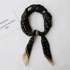 Summer Women Silk Dot Print Professional Square Scarf Small Scarf, Size:70 x 70cm(Small Dot Black)
