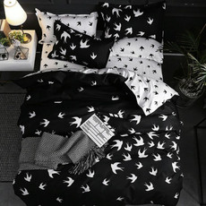 Luxury Bedding Black Marble Pattern Set Sanded Printed Quilt Cover Pillowcase, Size: 135x200cm(Goose)
