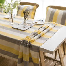 Cover Cloth Towel For The Rectangular Striped Coffee Table Round Table Dining Table, Size:60x60cm(Yellow Grey Stripes)