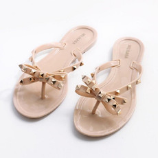 Women Flip-flops Rhinestones Bow Slip-on Flat Sandals, Size:40(Apricot) Women Flip-flops Rhinestones Bow Slip-on Flat Sandals, Size:40(Apricot)