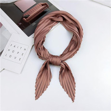 Ladies Retro Style Pleated Diamond Square Scarf Silk Scarf, Length: 70cm(Dark Pink)