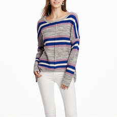 Women Knitwear Turtleneck Sweater, Size: XL(Grey Blue Stripes) Women Knitwear Turtleneck Sweater, Size: XL(Grey Blue Stripes)