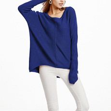 Women Knitwear Turtleneck Sweater, Size: M(Blue)