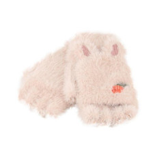 Children Half Finger Gloves Knitted Cold Warm Plus Velvet Fingerless Gloves(Beige)