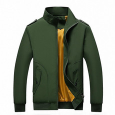 Solid Color Collage Long Sleeve Stand Collar Men Jacket (Color:Green Size:XL)