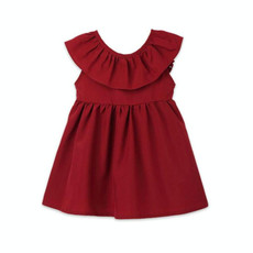 Summer Girls Cotton Sleeveless Backless Bow-knot Pleated Dress, Kid Size:110cm(Wine Red)