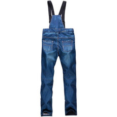 Men Snow Pants Cowboy Style Winter Outdoor Snowboarding Skiing Trousers with Belt, Size: M(Blue)