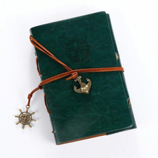 P697 Creative Corsair Anchor Stationery Notepad Office Supplies School Cute Retro Spiral Notebook Diary Book(Green)