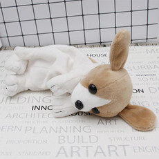 Kawaii Cartoon Plush Dog Pencil Case Cute Animal Pen Bag Box Kids School Supplies Stationery(Labrador white yellow)