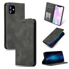 For iPhone 11 Retro Skin Feel Business Magnetic Horizontal Flip Leather Case (Dark Gray)