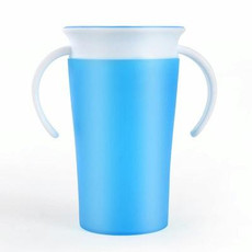 360 Degrees Rotated Baby Learning Drinking Cup With Double Handle Flip(Blue)