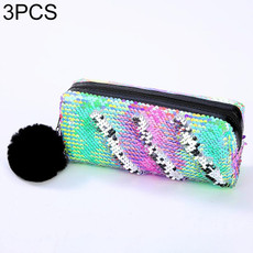 3 PCS Reversible Sequin Pencil Case for Girls School Supplies Super Big Stationery Gift Magic Makeup Bag(Mixed Color+Silver)