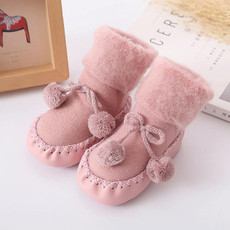 Winter Baby Warmer Floor Shoes Anti-Slip Baby Step Shoes, Size:11cm(Pink)