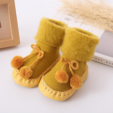 Winter Baby Warmer Floor Shoes Anti-Slip Baby Step Shoes, Size:14cm(Yellow)