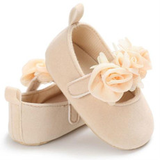 Lovely Flower Baby Girl Newborn Crib Shoes Soft Prewalker Anti-slip Baby Shoes(Beige)