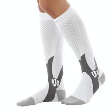 3 Pairs Compression Socks Outdoor Sports Men Women Calf Shin Leg Running, Size:L/XL(White)