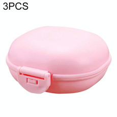 3 PCS Bathroom Dish Plate Case Home Shower Travel Hiking Holder Container Soap Box(pink)