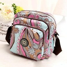 Women Shoulder Bag Waterproof Nylon Handbag Multilayer Crossbody Bag(Colorful streamline)