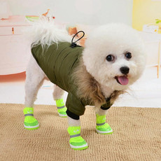 Pet Dog Coat Winter Warm Small Dog Clothes For Chihuahua Soft Fur Hood Puppy Jacket Clothing for Chihuahua Small Large Dogs, Size:S(Green)