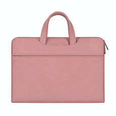 ST06 Waterproof PU Leather Zipper Hidden Portable Strap One-shoulder Handbag for 14.1 inch Laptops, with Suitcase Belt (Pink)